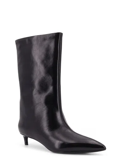 Hugo Boss 35mm Pointed-toe Leather Boots In Black
