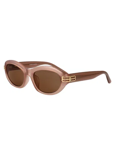 Balenciaga Brown-brown-brown Recycled Acetate Sunglasses In Brown
