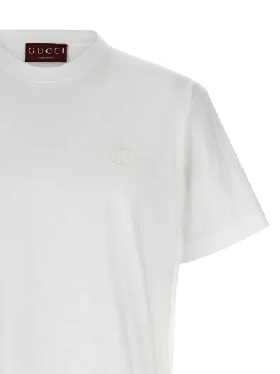 Gucci T-shirt Aus Baumwolljersey Mit Stickerei In White