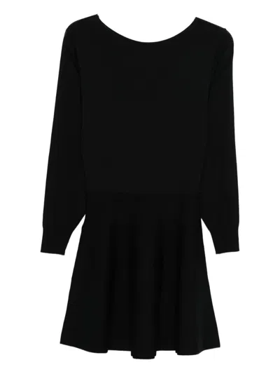 Roberto Collina Long-sleeved Wool Flared Dress Clothing In Black