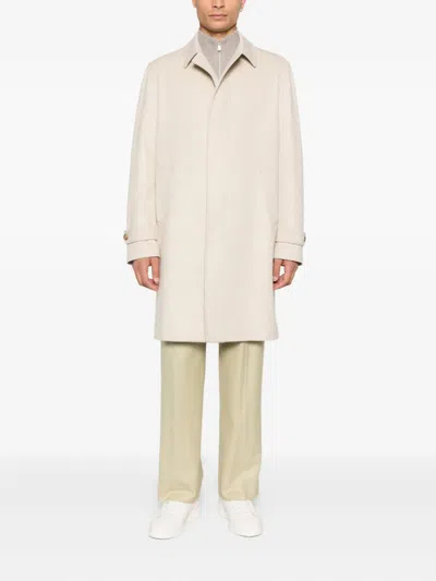 Lardini Long Virgin Wool Trench Coat For Men In Neutral