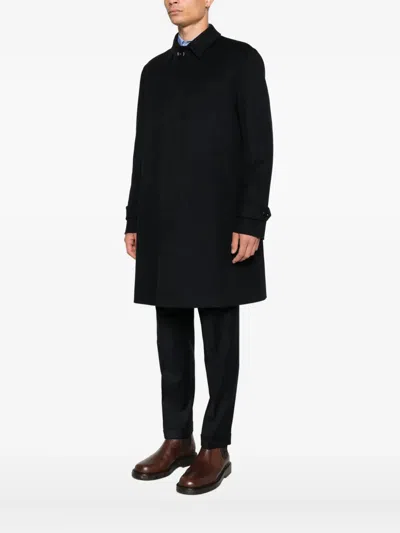 Lardini Cashmere Outerwear Coat With Classic Collar In Black