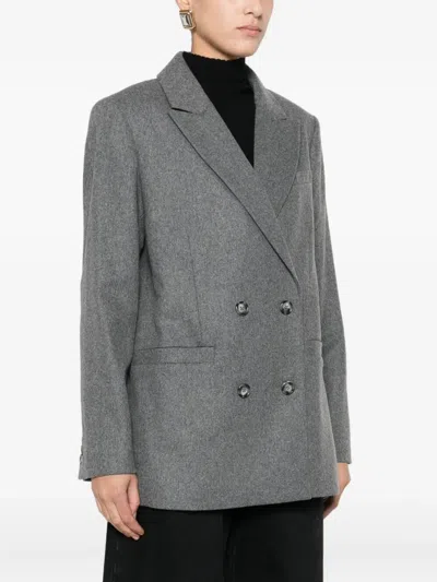 Apc A.p.c. A.p.c. Lucy Double-breasted Wool Blazer In Gray