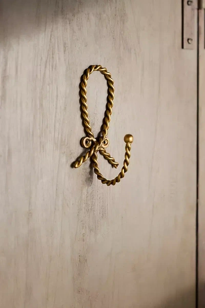 Terrain Twisted Brass Wall Hook In Gold