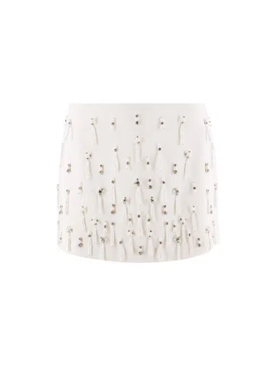 Pinko Sequin Embellished Mini Skirt In White