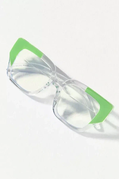 Eyeking Colorblock Translucent Square Readers In Green