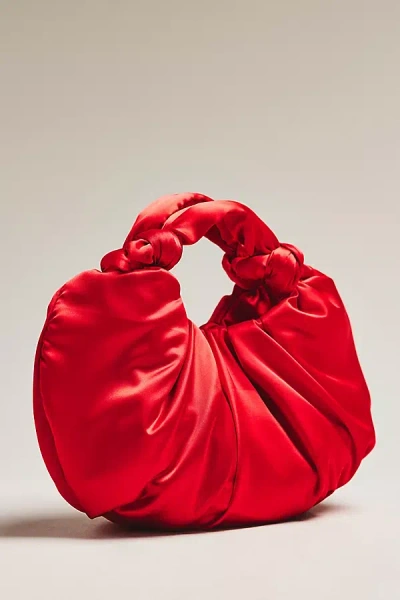 By Anthropologie Slouchy Satin Knotted Bag In Red