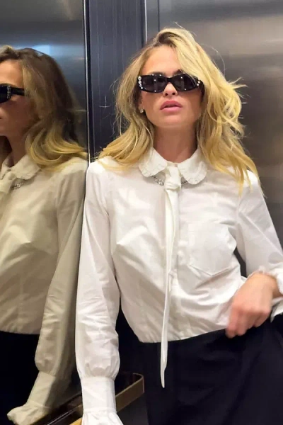 Poppy Lissiman Kenli Rectangle Sunglasses In Black