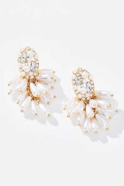 By Anthropologie Pearl Cluster Crystal Drop Earrings In Multi
