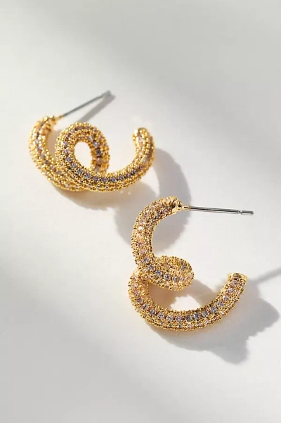 By Anthropologie Swirled Crystal Earrings In Gold