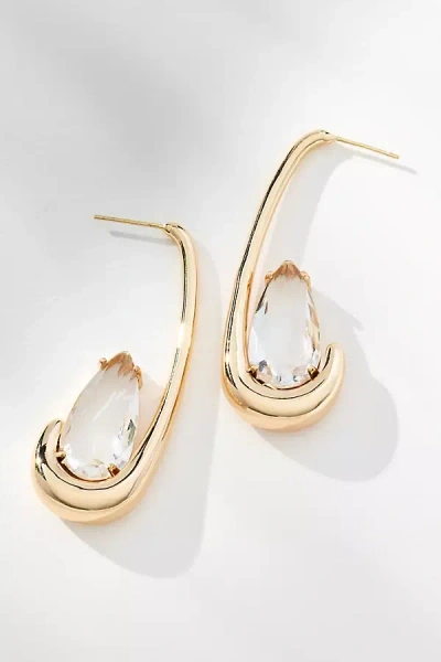 By Anthropologie Oblong Crystal Drop Earrings In Gold
