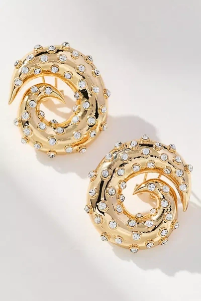 By Anthropologie Single Swirl Crystal Drop Earrings In Gold
