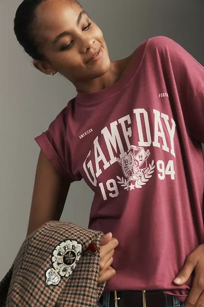 Girl Dangerous Game Day Boyfriend Tee In Red