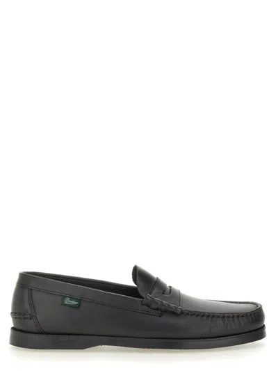Paraboot Penny Loafers With Smooth Leather And Rubber Sole In Black