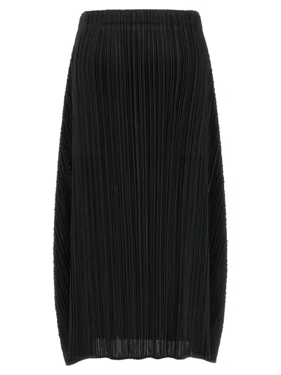 Issey Miyake October Midi Skirt Elastic Waistband In Black