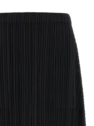 Issey Miyake October Midi Skirt Elastic Waistband In Black