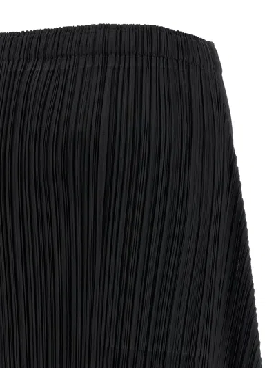 Issey Miyake October Midi Skirt Elastic Waistband In Black