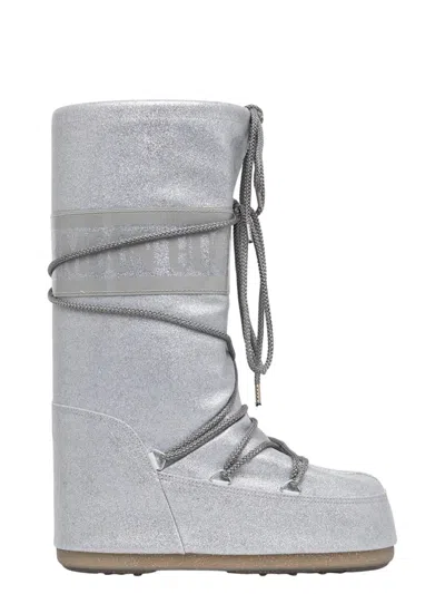 Moon Boot Icon Glitter Snow Boots In Gray