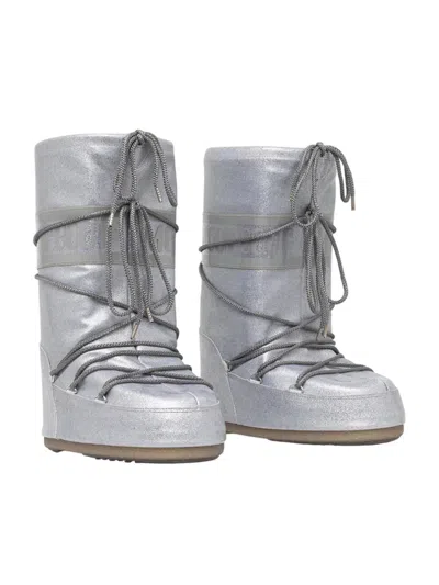 Moon Boot Icon Glitter Snow Boots In Gray