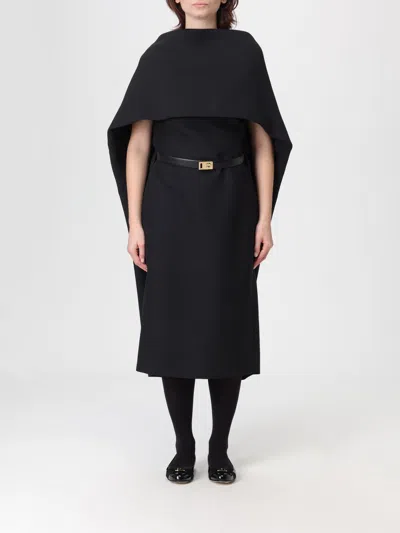 Ferragamo Robe Avec Cape Noir In Black