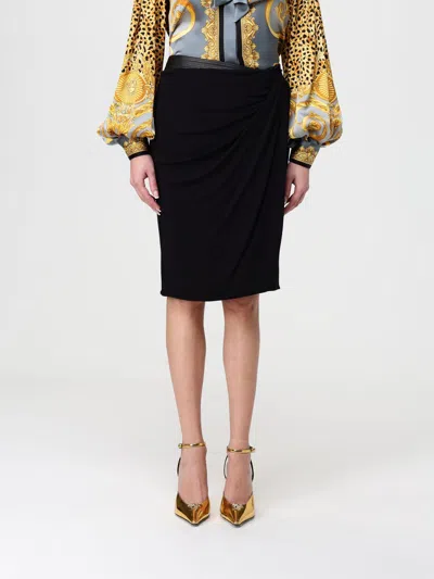 Versace Draped Jersey Skirt In Black