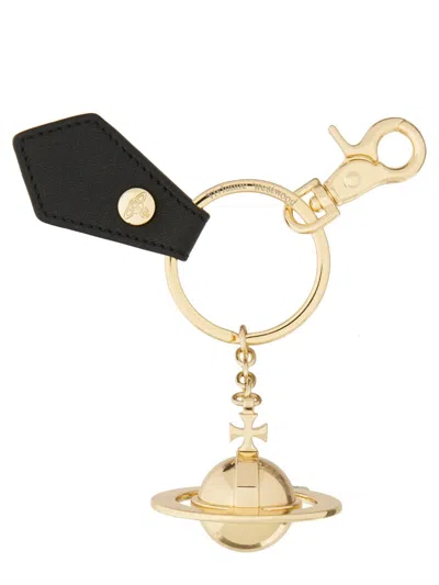 Vivienne Westwood Gold Metal 3d Orb Keyring In Gold
