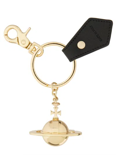 Vivienne Westwood Gold Metal 3d Orb Keyring In Gold