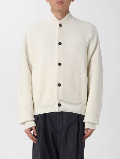 Jacquemus Soft Knit Cardigan Embroidered Detail In Neutral