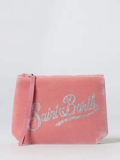 Mc2 Saint Barth "aline Velvet" Clutch Bag In Orange