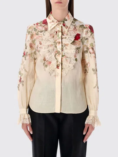 Zimmermann Cream Cascade Print Hypnotic Tux Shirt In White