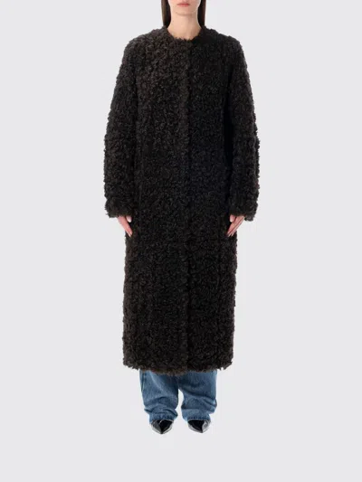 Stand Studio Carolina Long Curly Faux-fur Coat In Black
