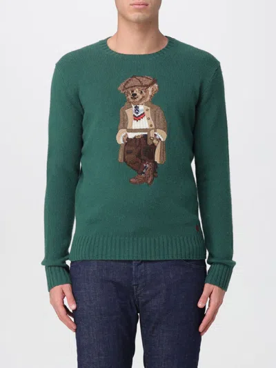 Polo Ralph Lauren Crew Neck Knit Sweater With Ribbed Textures In Green