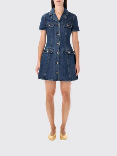 Self-portrait Belted Denim Mini Dress In Blue