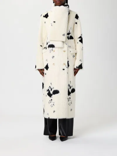 Stand Studio Double-breasted Faux-fur Coat With Cow Pattern In Multi