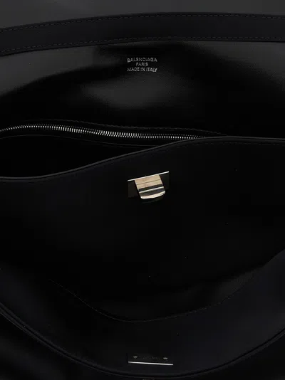 Balenciaga Medium Handbag With Top Handle And Metallic Hardware In Black