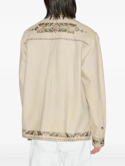 Isabel Marant Beaded Long Sleeve Jacket With Patch Pocket In Gold