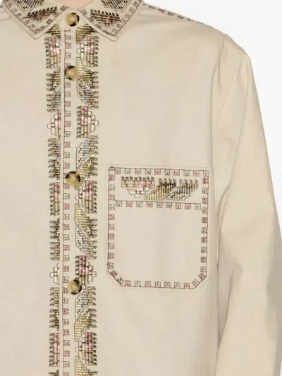 Isabel Marant Beaded Long Sleeve Jacket With Patch Pocket In Gold