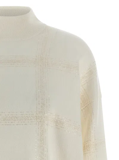 Brunello Cucinelli Sequin Sweater Sweaters And Cardigans White In Neutral