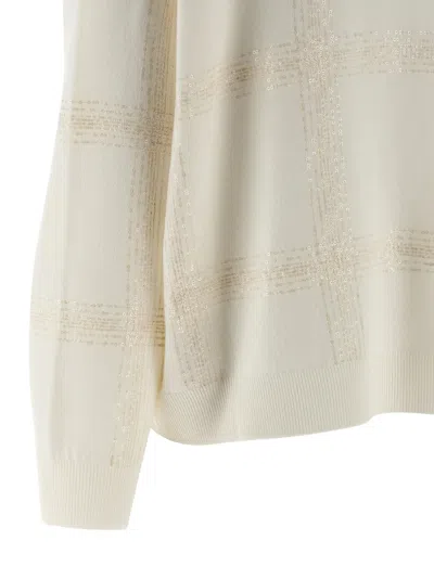 Brunello Cucinelli Sequin Sweater Sweaters And Cardigans White In Neutral