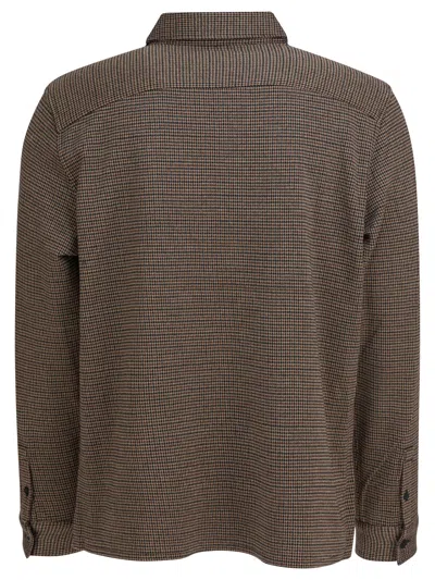 Vince Long Sleeve Houndstooth Patterned Shirts In Brown