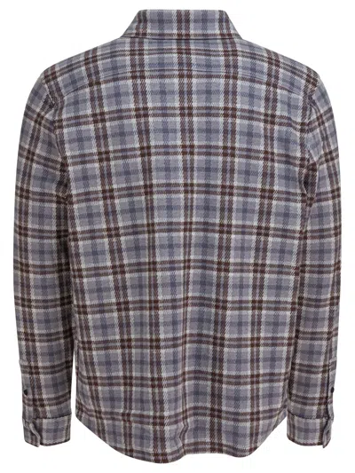 Vince Long Sleeve Plaid Shirt With Button-down Collar In Blue