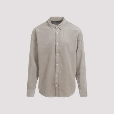 Carhartt Long Sleeve Corduroy Shirt With Button Collar In Gray
