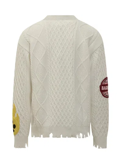 Barrow White Sweater With Embroidered Patches In Multi