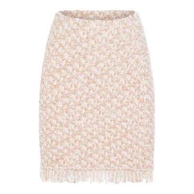 Fabiana Filippi Textured Midi Skirt With Fringe And Sequins In Pink