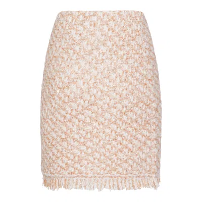 Fabiana Filippi Textured Midi Skirt With Fringe And Sequins In Pink