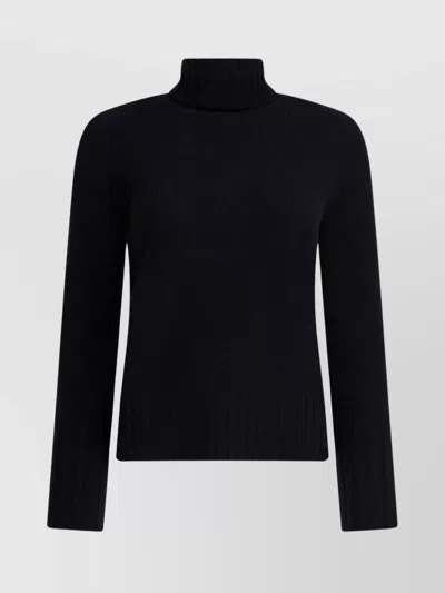 Drumohr Long Sleeves Turtle Neck Oversized Sweater In Black