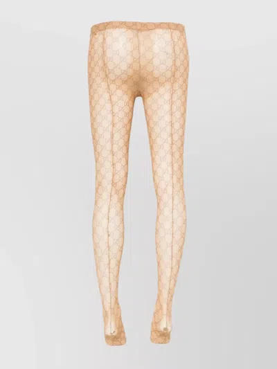 Gucci Sheer Monogram Patterned Hosiery With Elastic Waistband In Neutral