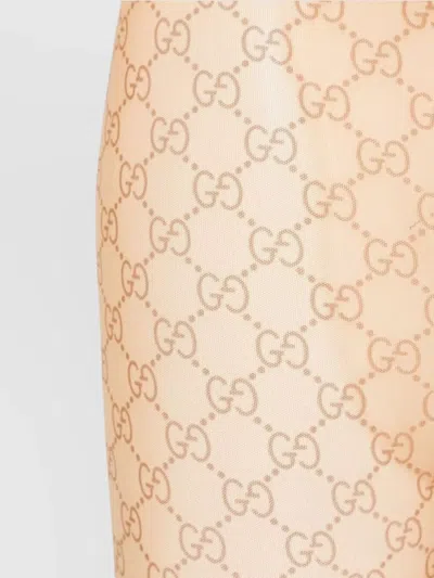 Gucci Sheer Monogram Patterned Hosiery With Elastic Waistband In Neutral