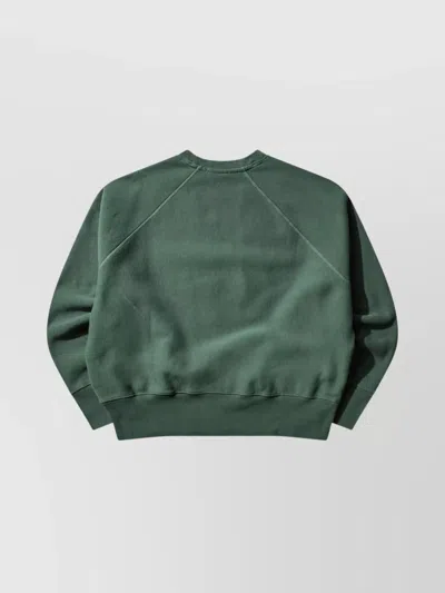 Champion Graphic Print Crew Neck Cotton Sweatshirt In Green