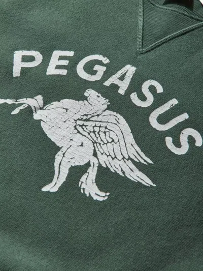 Champion Graphic Print Crew Neck Cotton Sweatshirt In Green